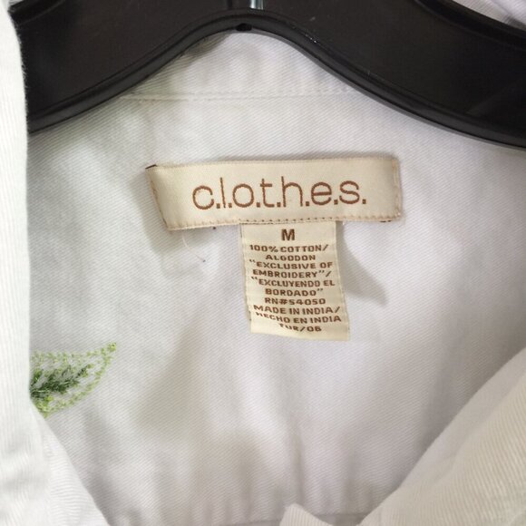 C.L.O.T.H.E.S Shacket Vintage Embroidered Button Front Shirt Jacket Floral M - Picture 2 of 5